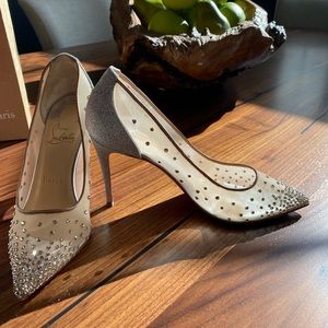Christian Louboutin Follies Strass 85mm glitter mesh size 36.5
